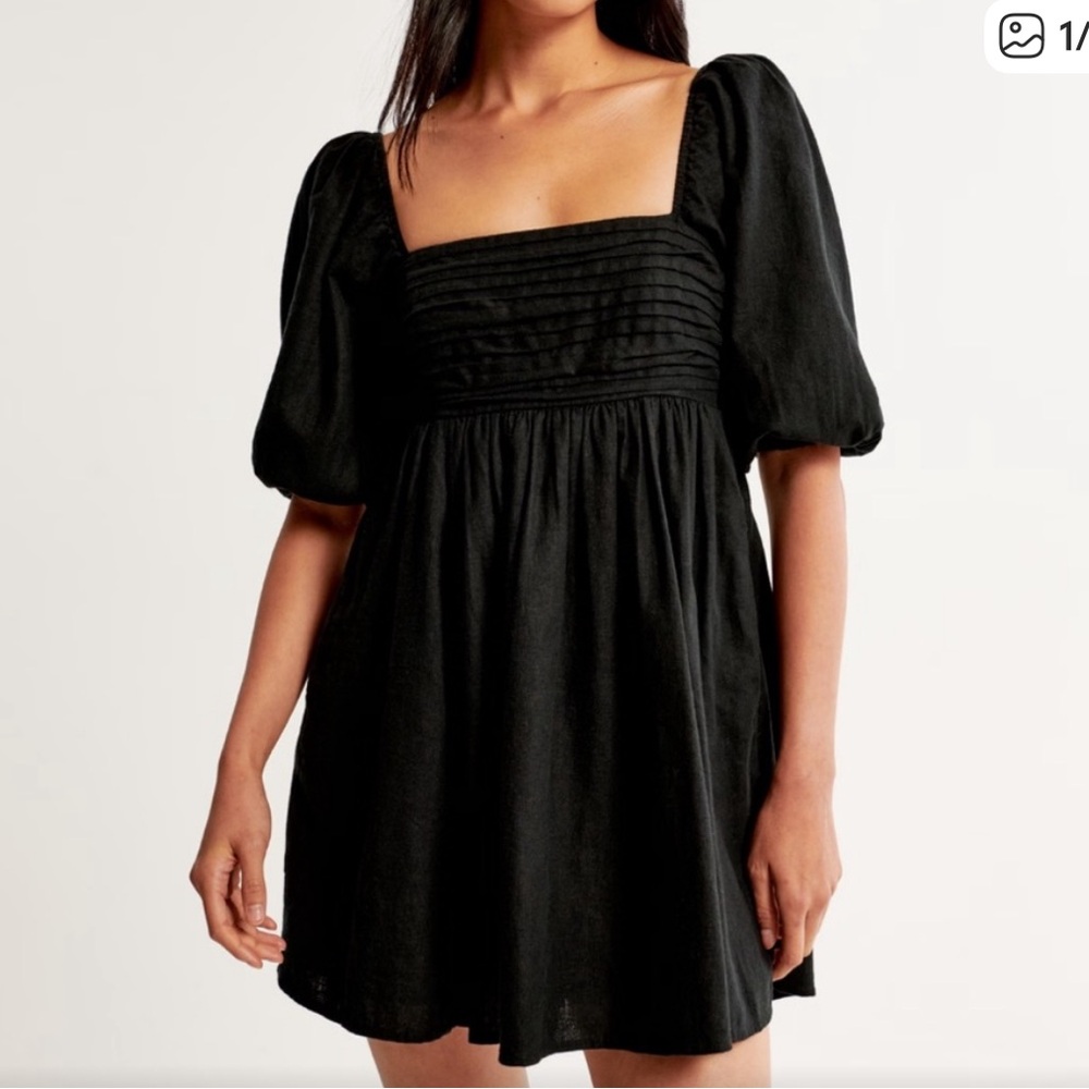 Abercrombie & Fitch Elegant Black Puff Sleeve Mini Dress